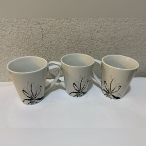 Vintage 3 Rare Graydon Hall Logo Floral Design Black and White Coffee T…